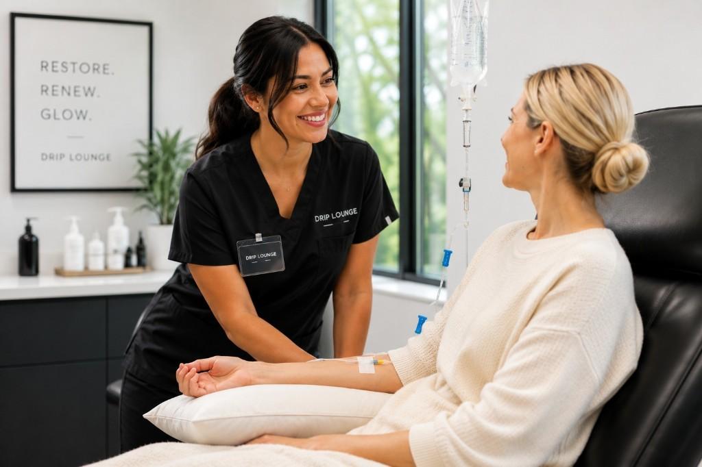 Drip Lounge clinician caring for a patient